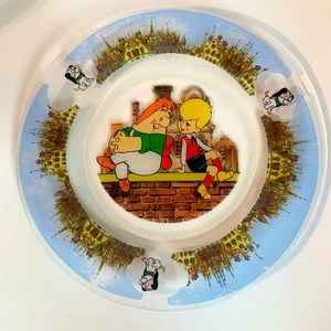 Vintage Soviet Cartoon Karlsson on the Roof Glass Plate